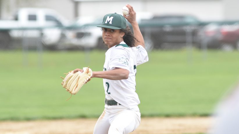 Malvern starting pitcher Johnny Walker throws a pitch during the Hornets' 2-1 victory over Newcomerstown on Tuesday, April 26, 2022.